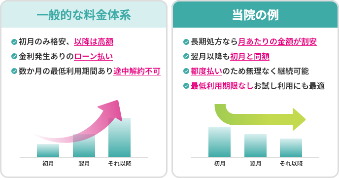 一般的な料金体系と当院の料金体系